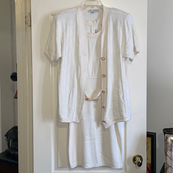 St. John Cream Knit Dress with Matching Sweater. Size 6. - Picture 1 of 15